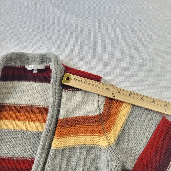 Vince 100% cashmere warm striped open front cardigan sweater size S - Picture 6 of 10